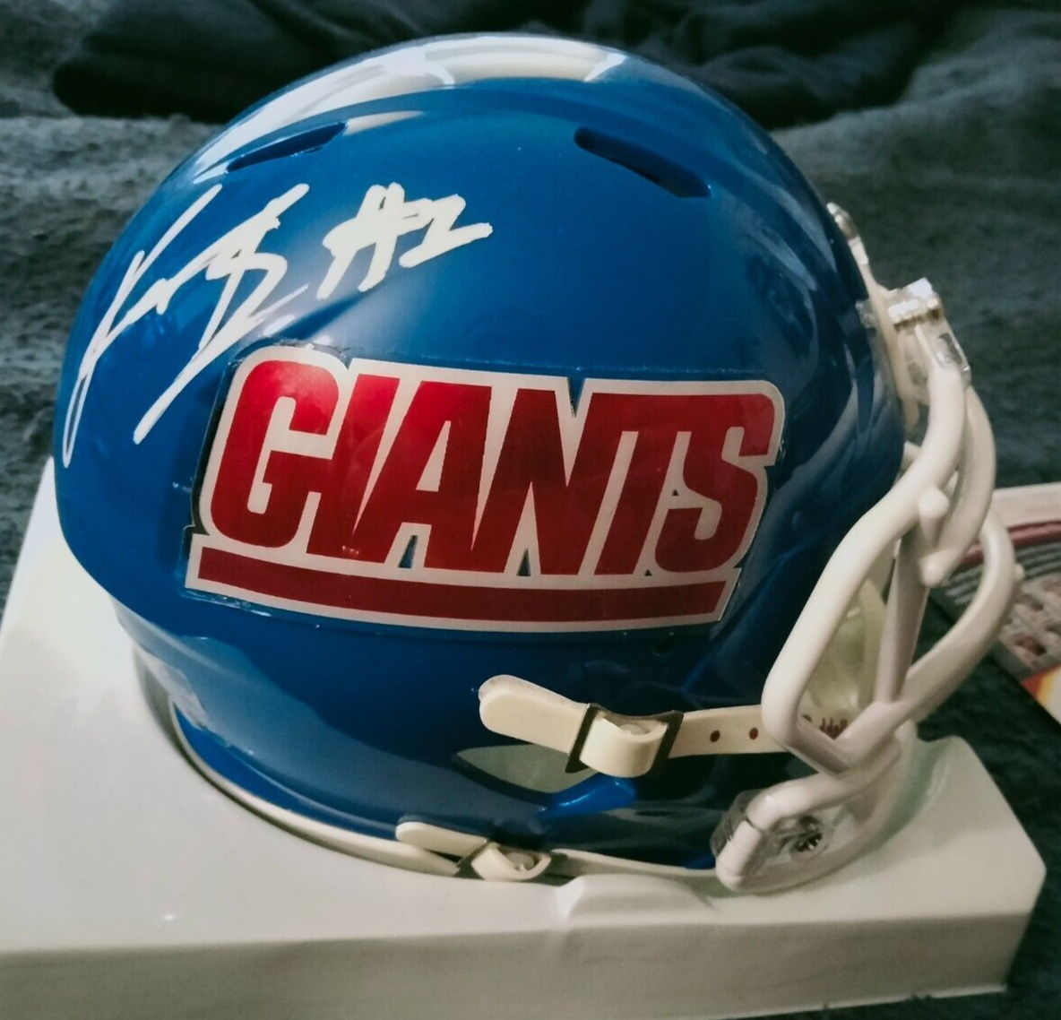 KADARIUS TONEY Autographed Signed New York Giants aka YING JOKA NY GIANTS MINI HELMET JSA CERT 