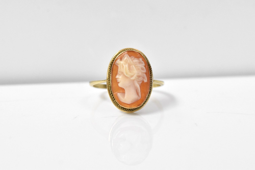 Vintage 14K Yellow Gold Cameo Ring 2.3G SZ 7 1/8 - Picture 5 of 5