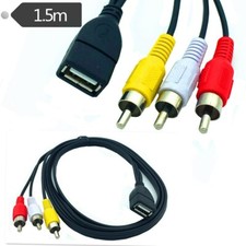 5ft USB A Female To 3 RCA AV AUX Adapter Cable for PC TV Audio Video 1.5m
