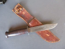 WWII KINFOLKS 6-inch Fighting Knife in MK2 Type Leather Sheath