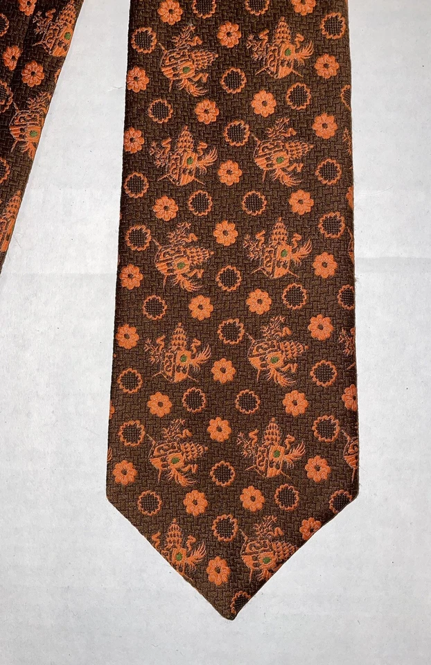 Wemlon By Wembley Vintage Naranja Escudo y Patrón Flor 3” Ancho Poliéster Foto 2 de 4