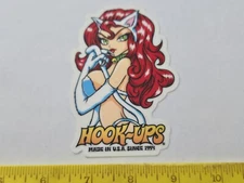 VTG HOOK UPS SEXY KITTEN COSTUME BREAST MILK REDHEAD NOS SKATEBOARD DECK STICKER