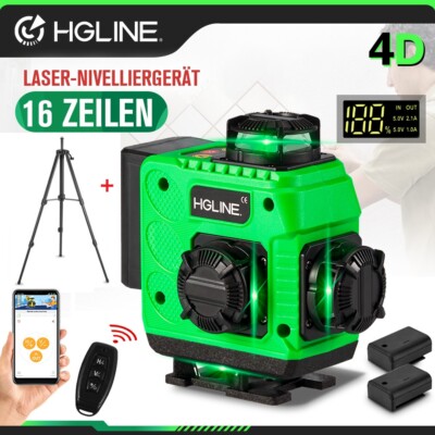 16 Line Laser Level 4D Wasserwaage Kreuzlinienlaser Nivelliergerät Kit + Stativ