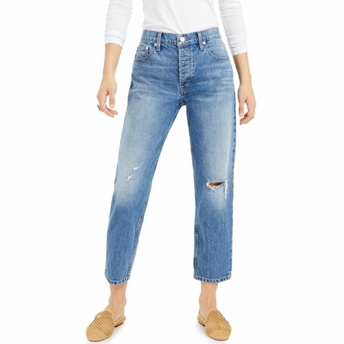 Ripped Tapered Button-fly Relaxed Jeans 