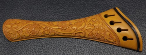 Handmade Carved Boxwood VIOLA Tailpiece(16.5-17" ) Harp Mod Flowers design #32 - Picture 2 of 6