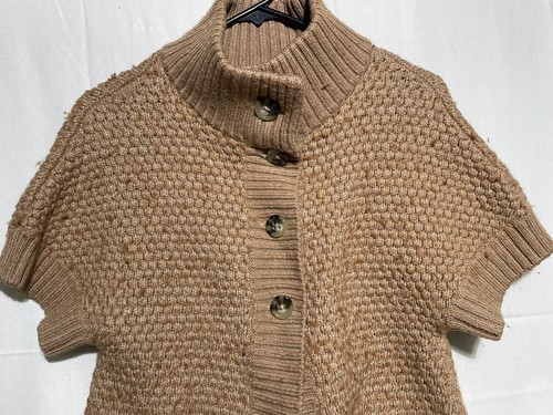 BANANA REPUBLIC Women Chunky Knit Turtle Neck Cropped Short Sleeve Sweater Sz PL - Picture 2 of 7