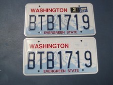 Washington State USA Evergreen State Pair of License Plates XLT & Clean BTB1719