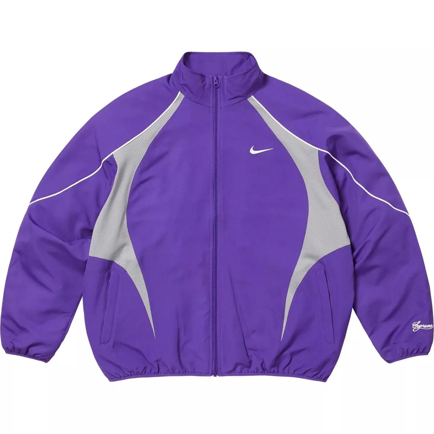 Veste de survêtement Supreme Nike violet XL 1XL SS25 en main prête à être expédiée dès que possible