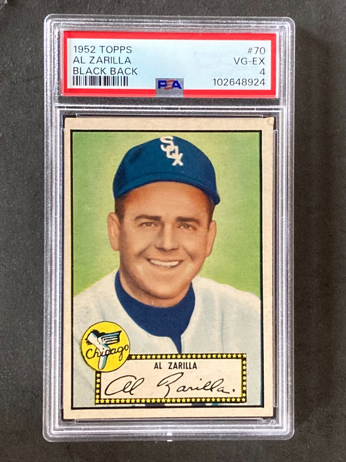1952 Topps #70 Al Zarilla Black Back Set Break PSA 4