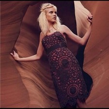 Anthropologie Floreat Sunrise & Midnight Gray Pink Dress Size 10 NWT