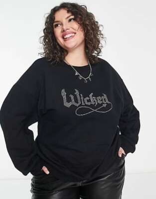 Women's Asos Design Curve Sweat With Hot Fix Wicked UK Size 22
