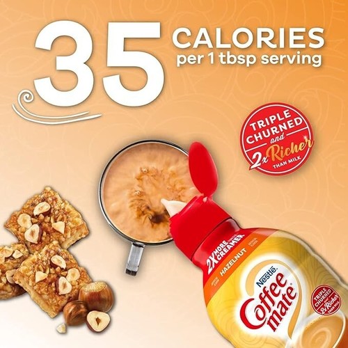 Nestle Coffee Mate Hazelnut Liquid Coffee Creamer 64oz (1.89L) - USA Import - 第 2/7 張圖片