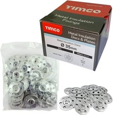 TIMCO Metal Insulation Disc Galvanised 35mm Ceiling & Plasterboard Box of 100