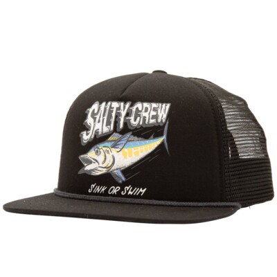 Salty Crew Black Skipper Foam Trucker Snapback Hat NWT