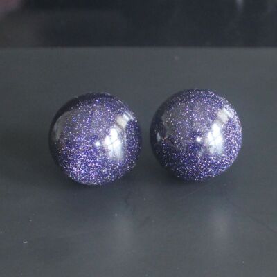 2pc Gemstone crystal blue goldstone sphere ball healing Reiki craft 25mm