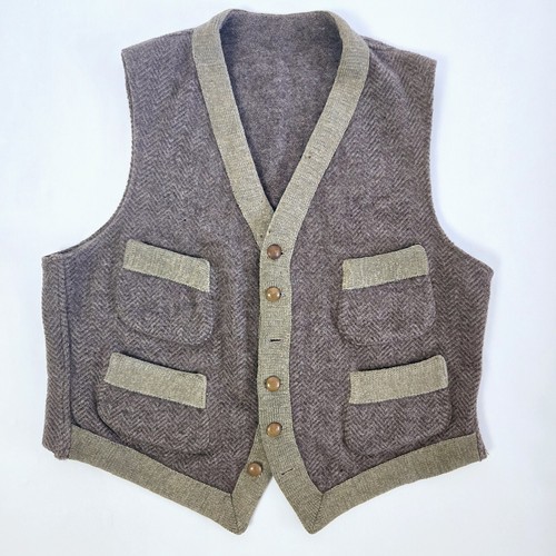Vintage 20s 30s Prohibition Era Gunslinger Sweater Vest Waistcoat HBT Wool Tweed - Picture 6 of 23