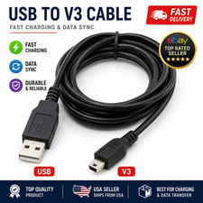 Black 3FT 2.0 USB Cable Type A to Mini B Male to Male 5 PIN for Camera