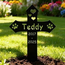 Custom Metal Pet Memorial Stake, Personalized Paw Print Grave Marker