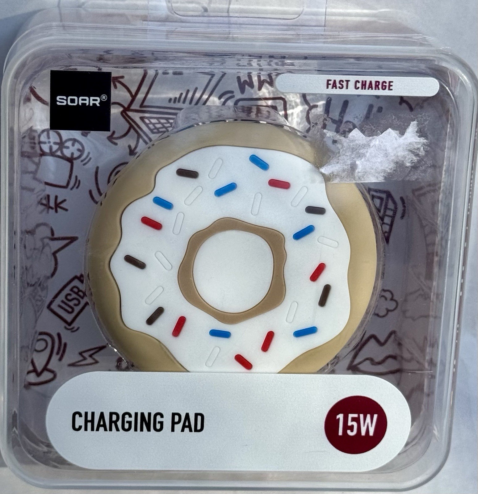Soar 15W Fast Charging Pad Sprinkle Donut Design Wireless Charger