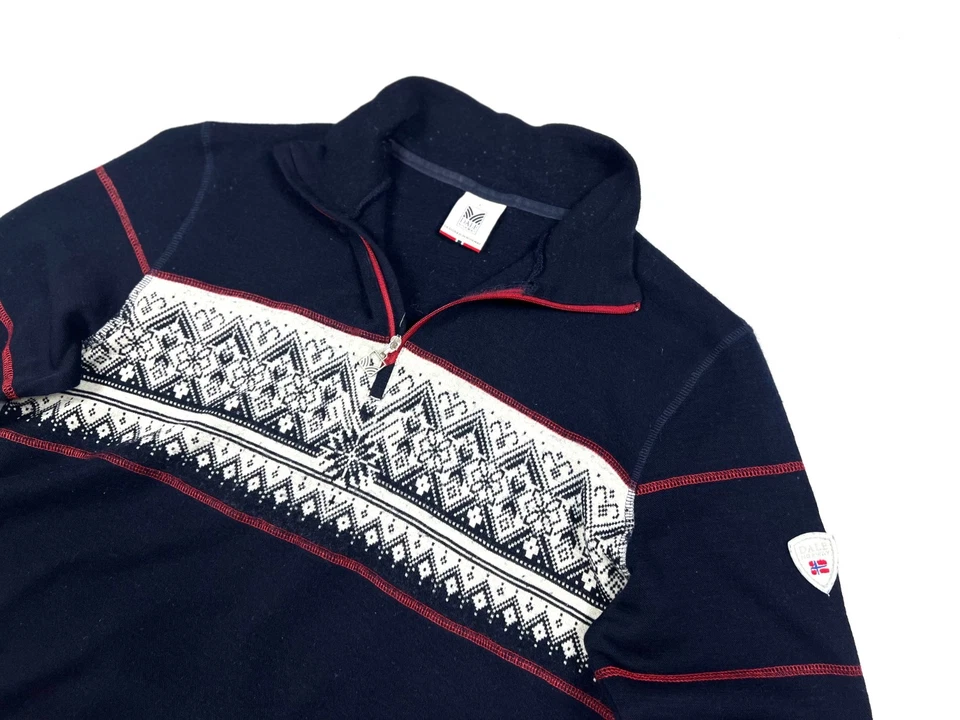 Auth Men's DALE OF NORWAY 1/4 Zip Blue Wool Lightweight Sweaters Casual Size M/L - Image 4 of 4