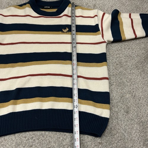 Aelfric Eden Croissant Embroidered Sweater Men's Large Striped - Picture 4 of 8