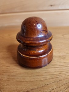 Antique Porcelain Ceramic Insulator  Brown - Good cond
