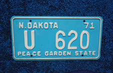 1971 North Dakota USED CAR DEALER License Plate
