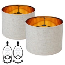 Duoerwo White Linen Decorative Large Lampshades Set Of 2 Fabric Shades,Drum 1...