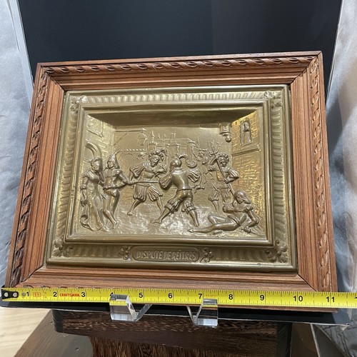 Brass Relief - Raphael /France DESPUTE DEREITES 9.25” X 11.25” Framed +Signature - Picture 17 of 18
