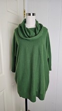Neiman Marcus Cozy Green Cowl Neck Cashmere Sweater Size L