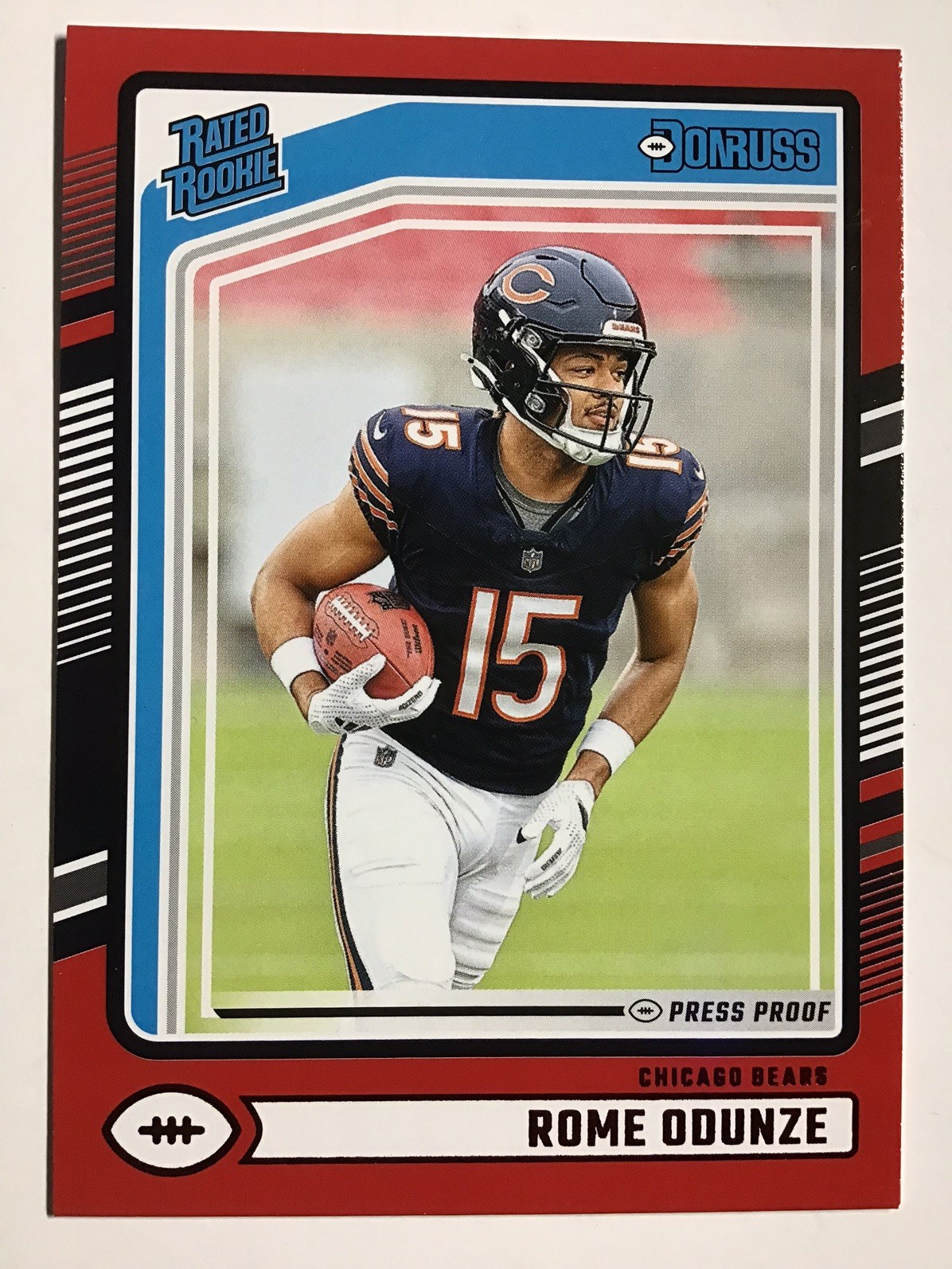 2024 Panini Donruss - Rated Rookie Rome Odunze #309 Press Proof Red Bears NFL