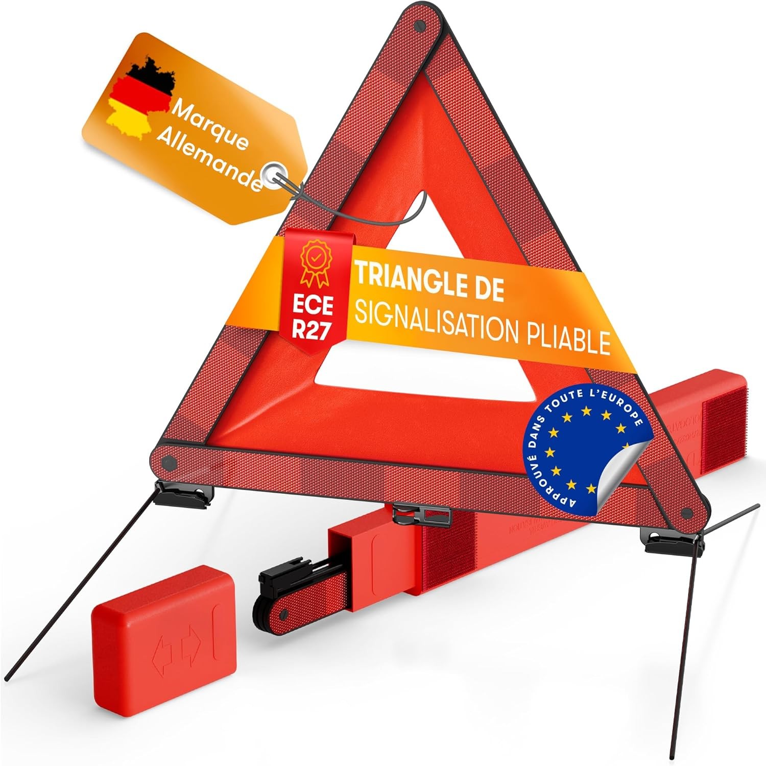 Triangle de signalisation voiture pour panne nocturne et sécurisation d'urgence