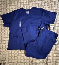 WonderWink 3X Galaxy Blue Scrub Set Top Style 101 Drawstring Pant Style 502