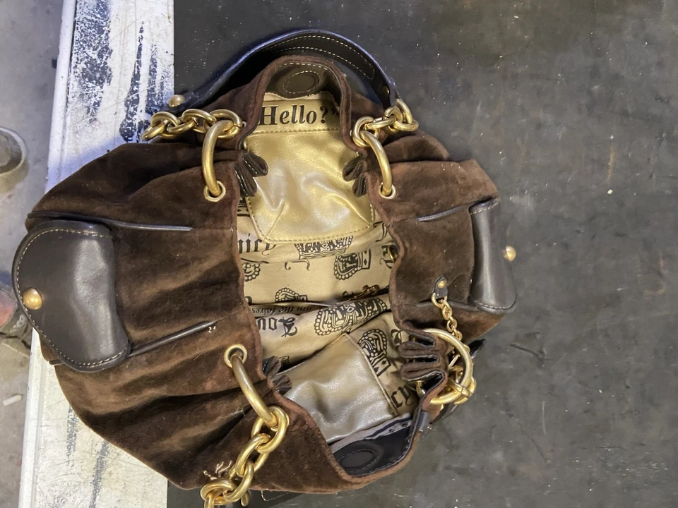 Raro Juicy Couture Velour Daydreamer "Érase una vez" Bolso Cartera Hobo Y2K Marrón Foto 2 de 4