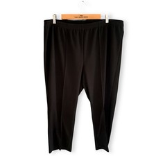 Ladies Black Cropped Trousers Elasticated High Waist Straight Leg Size 20