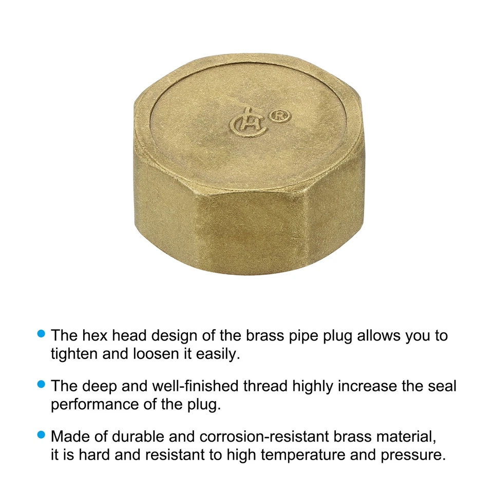 G1-1/4" Male Thread Brass Hex Pipe Plug, 1 Pcs Internal Hex Cap Pipe Plug - Image 4 of 4
