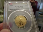 FIRST DAY OF ISSUE  1/4 OZ GOLD EAGLE  2020 PCGS MS-70  $10.00  FLAG HOLDER