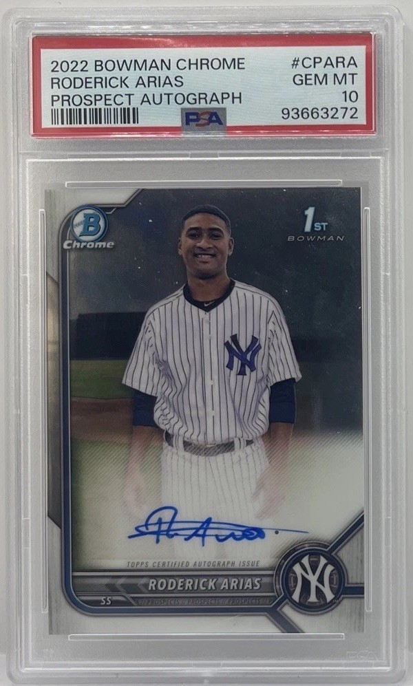 2022 Bowman Chrome Roderick Arias Auto Autograph 1st #CPA-RA Yankees PSA 10 GEM