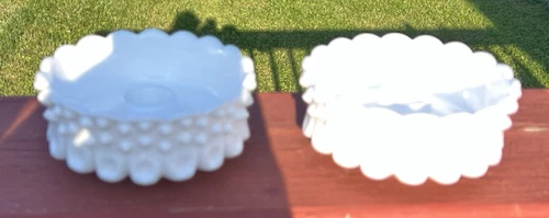 Vintage Fenton White Milk Glass Hobnail Candle Holders Set of 2