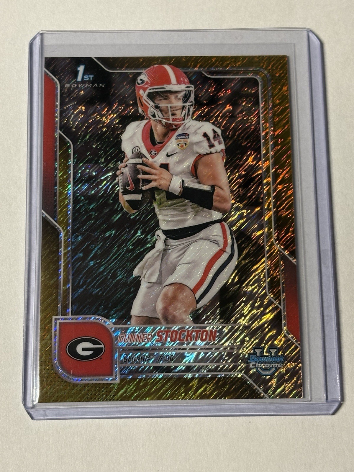 Gunner Stockton 2025 Bowman Chrome U 1st Gold Shimmer /50 Georgia