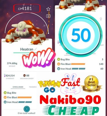 Pokemon Shiny Heatran Lv50  3 Moves Top Master League Pvp Tra de Go  Describe 