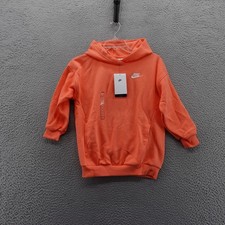 Nike Kids Club Fleece Orange Swoosh Logo Hoodie Sweatshirt Size Small NEW