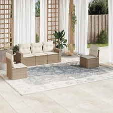 Garden Sofa Set Beige PE rattan, powder-coated steel Standard