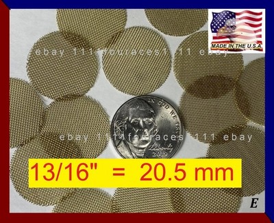 25X Brass Pipe Screens LEAD FREE Premium USA 60 Mesh 13/16'' 20mm NICKEL SIZE E