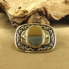 Vintage Brass Stone Belt Buckle