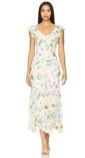 NEW ASTR the Label Wisteria Chiffon Dress Size M Floral Maxi Blue Multi