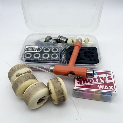 READ Large Skateboard Lot: Bones Reds Ricta Wheels  Skate Tool Shorty s Wax