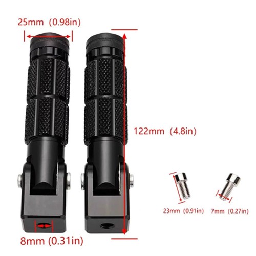 Universal 8mm Footpegs Folding Passenger Foot Pegs for Electric Motor Bicycle - Picture 10 of 10