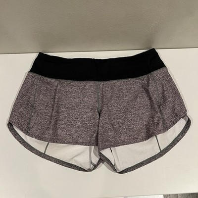 Lululemon Speed Up Short Long 4'' Heather Gray Black Women's Athletic Shorts 8