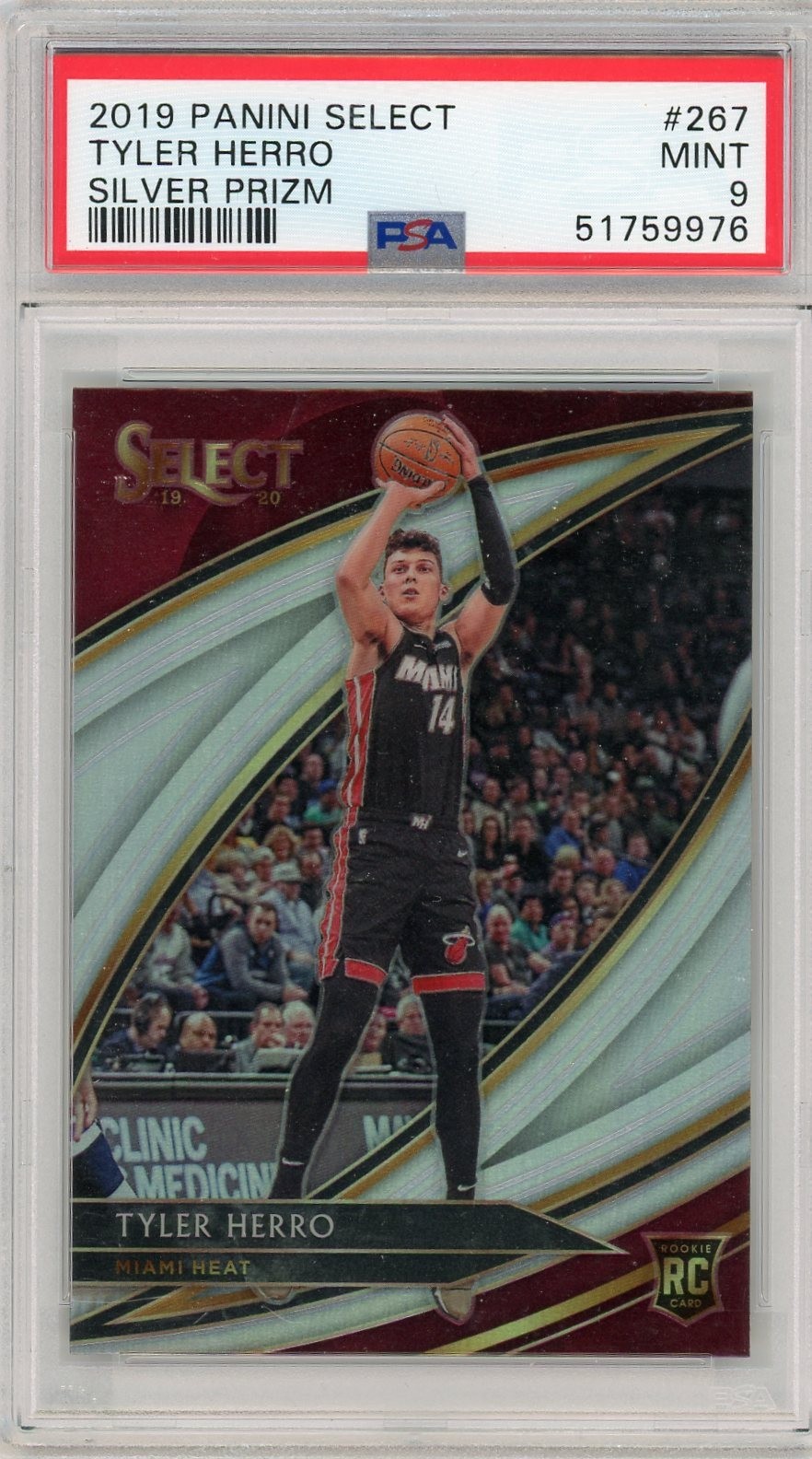 2019 Panini Select Courtside Silver Prizm Tyler Herro PSA 9 MINT Rookie RC